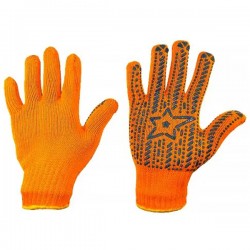 Mănuși universale pentru lucru, orange/albastru cu PVC 