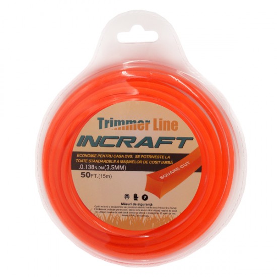 Fir pentru trimmer INCRAFT 3,5mm x 15m pătrat