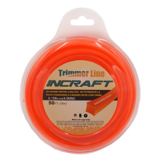 Fir pentru trimmer INCRAFT 4,0mm x 15m pătrat