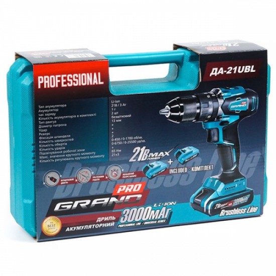 Mașină de înșurubat cu percuție cu acumulator Grand ДА-21UBL PRO Mașină de înșurubat cu percuție cu acumulator Grand ДА-21UBL PRO